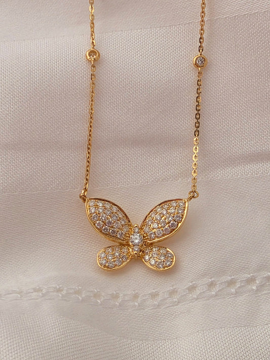 "Luminous Butterfly Whisper Necklace 18k gold and diamond "