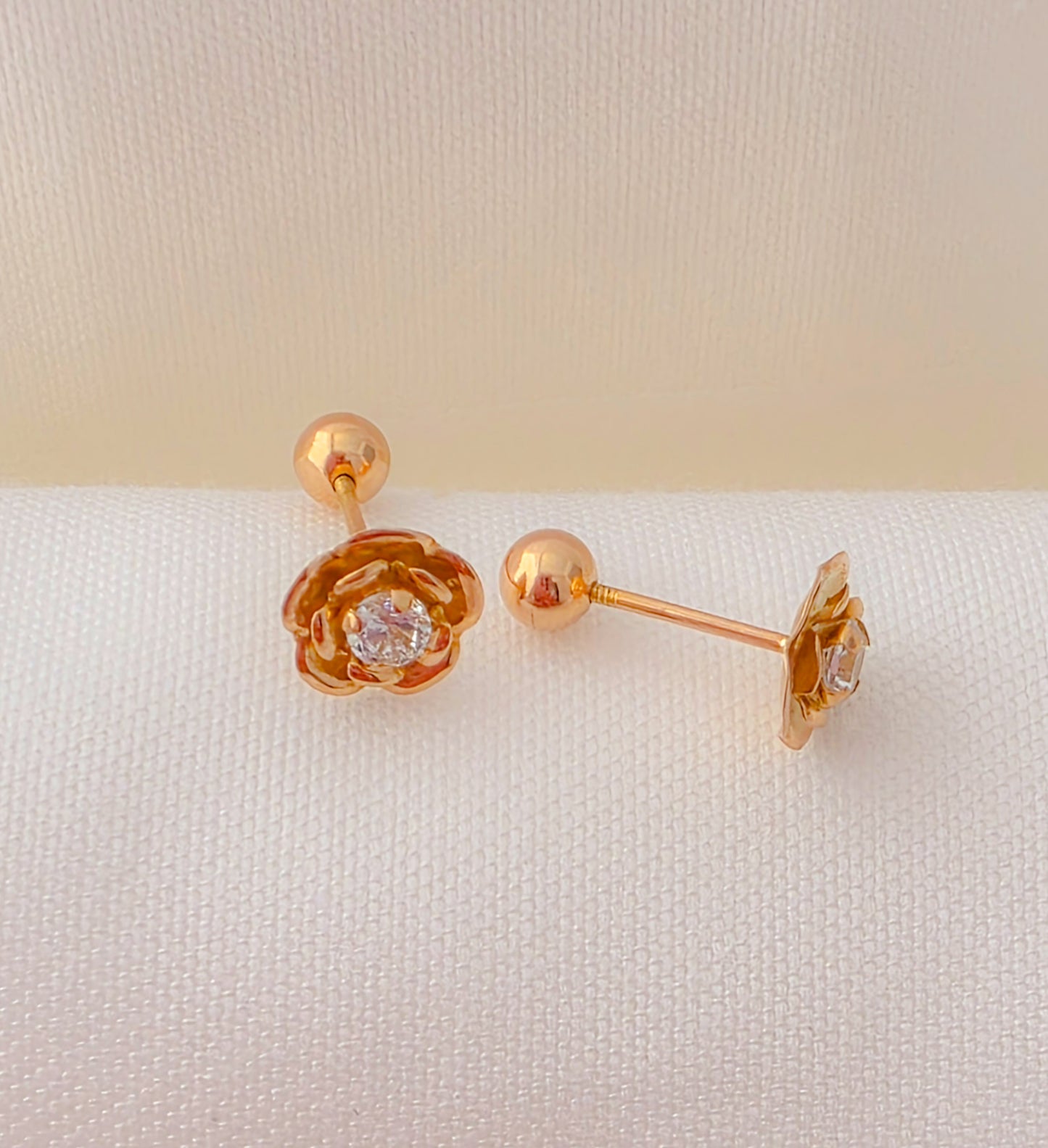 18k Gold Flower Stud Earrings for Babies.
