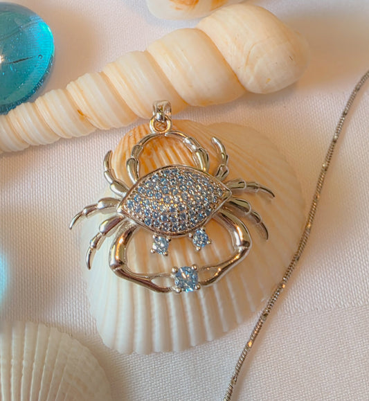 Silver 925 Crab Aqua Pendant
