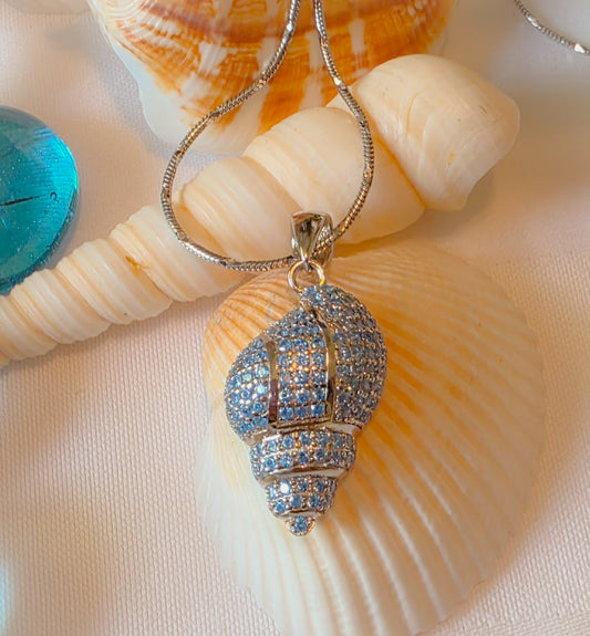 Silver 925. Seashell Aqua Pendant
