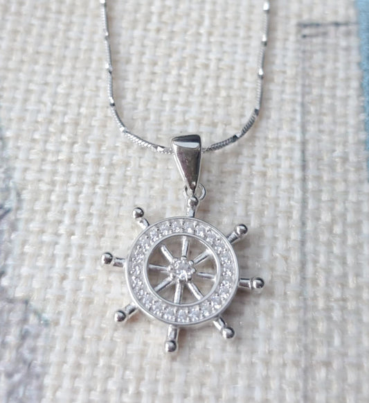 Silver 925 Ship Helm Pendant