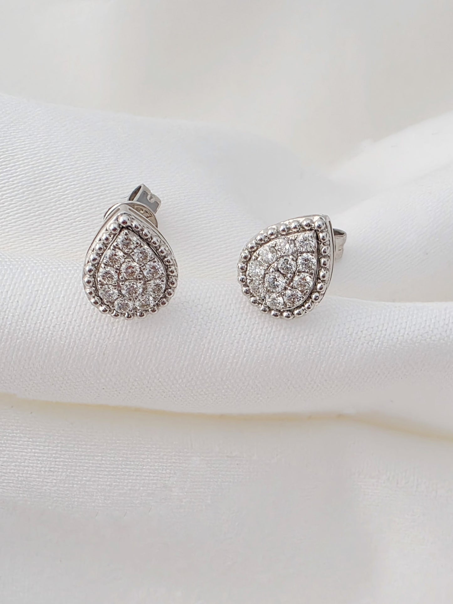 Teardrop Diamond Cluster Stud Earrings