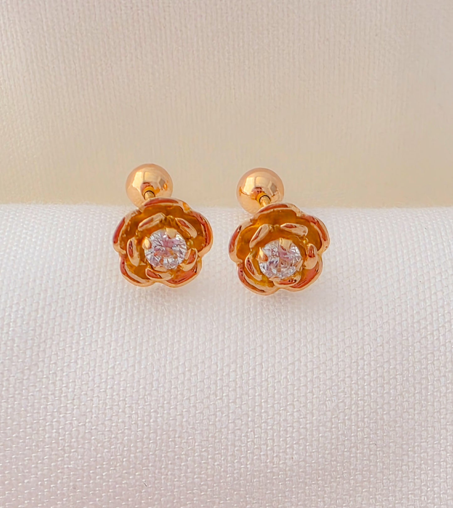 18k Gold Flower Stud Earrings for Babies.
