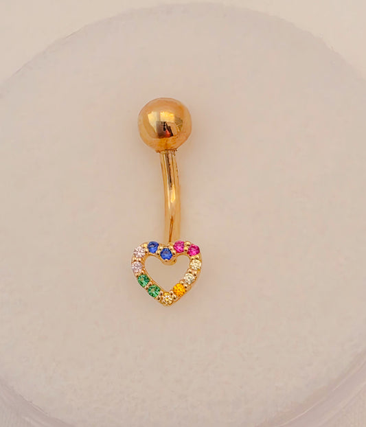 Heart silhovette Belly ring 14k gold