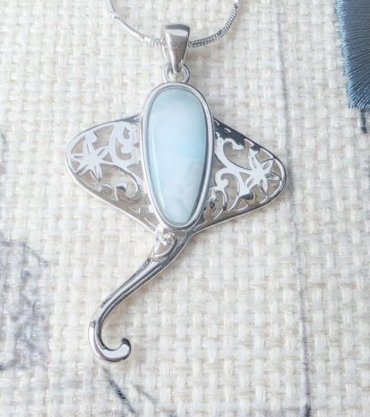 Silver 925 Larimar Stingray Pendant