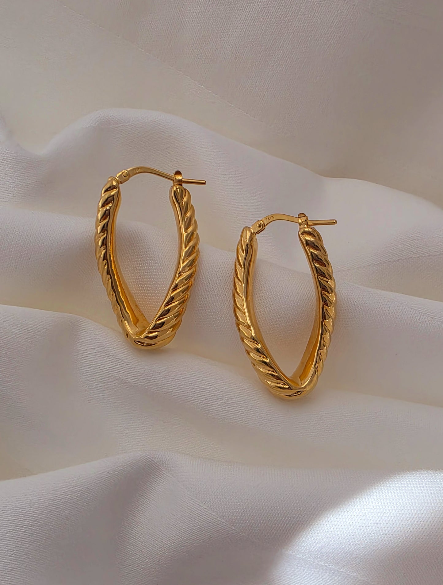 14k Gold Twisted Hoop Earrings