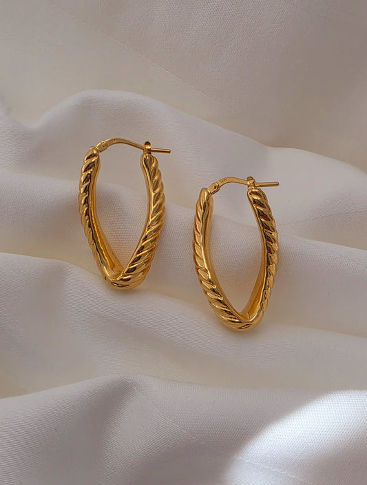 14k Gold Twisted Hoop Earrings