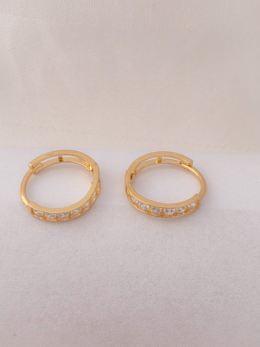 "Dainty Crystal Huggie Earrings" 14k gold with CZ