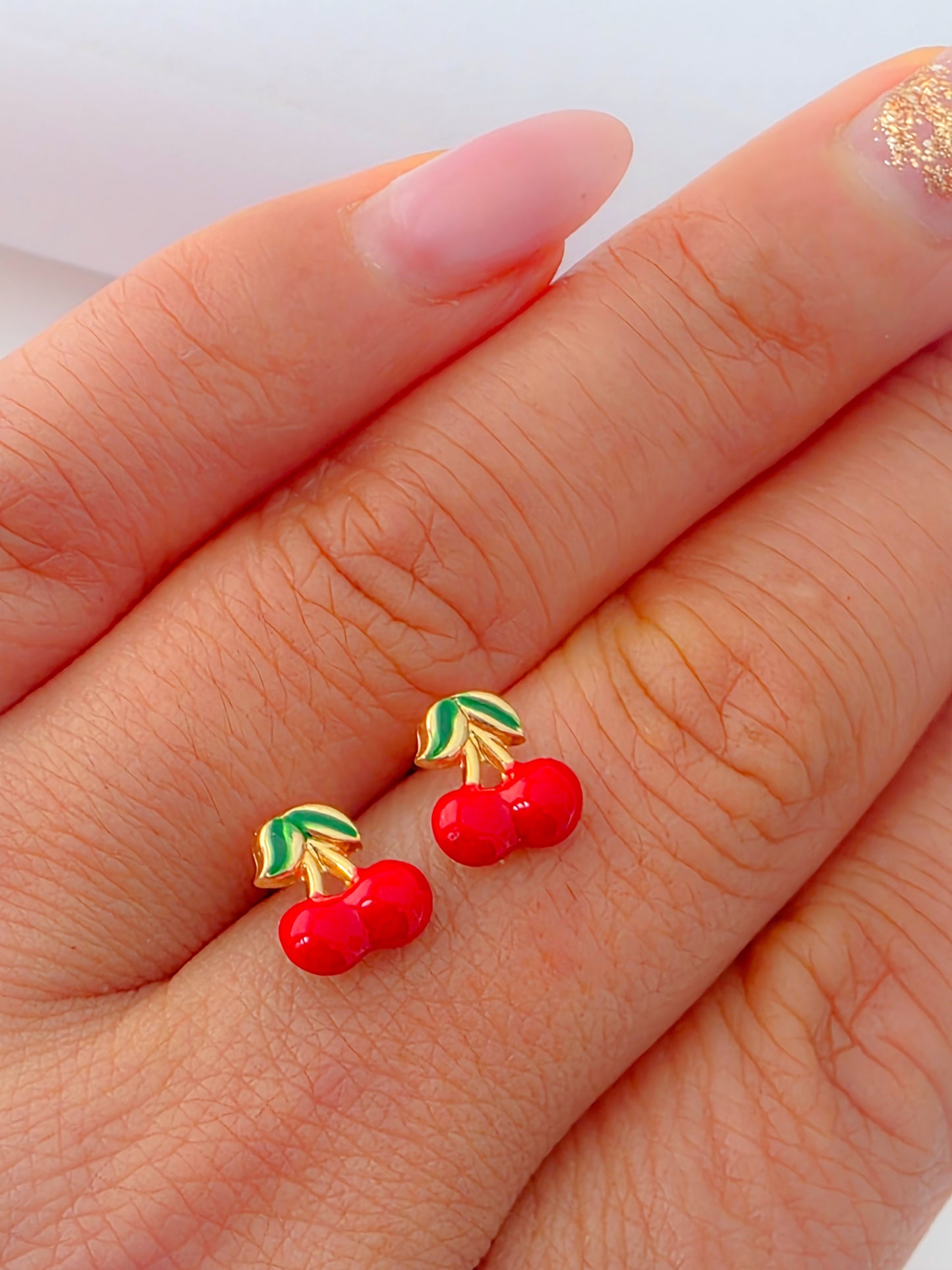 Cherry Sweetheart Earrings 14k gold