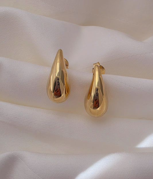 14k Gold Teardrop Statement Earrings